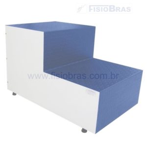 ESCADA DE MESA 2 DEGRAUS DE MADEIRA MARFIM AZUL