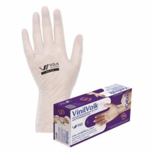Luva Descartável Vinil Cleanline Volk do Brasil – Sem Talco – 100 unidades