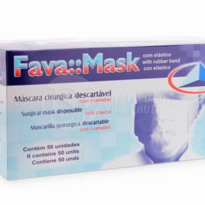 Máscara Cirúrgica Descartável com Elástico Fava – 50 Unidades