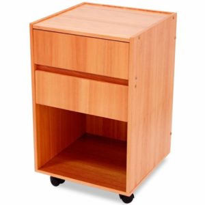 Mesa Auxiliar com 2 Gavetas e 1 Prateleira em Madeira – Arktus